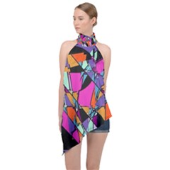 Abstract 2 Halter Asymmetric Satin Top by LW323