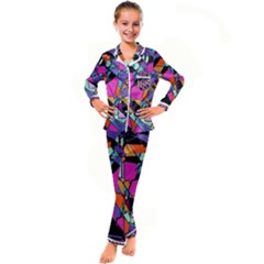 Abstract 2 Kid s Satin Long Sleeve Pajamas Set by LW323