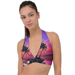 Ocean Paradise Halter Plunge Bikini Top by LW323