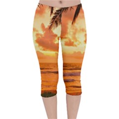 Sunset Beauty Velvet Capri Leggings  by LW323