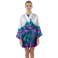 Peacock Long Sleeve Satin Kimono by LW323