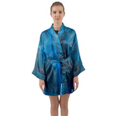 Feathery Blue Long Sleeve Satin Kimono by LW323