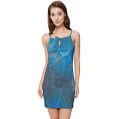 Feathery Blue Summer Tie Front Dress by LW323