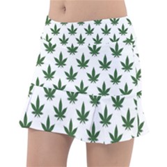 Weed At White, Ganja Leafs Pattern, 420 Hemp Regular Theme Classic Tennis Skirt by Casemiro