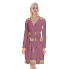 Misty Rose Long Sleeve Velvet Front Wrap Dress by LW323