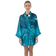 Bluesplash Long Sleeve Satin Kimono by LW323