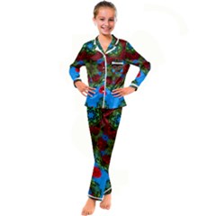 Rosette Kid s Satin Long Sleeve Pajamas Set by LW323