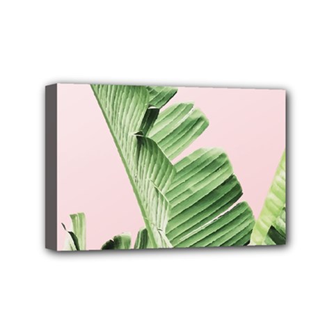 Palm Leaves On Pink Mini Canvas 6  X 4  (stretched) by goljakoff