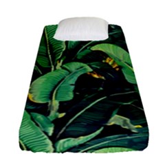 Night Banana Leaves Fitted Sheet (single Size) by goljakoff