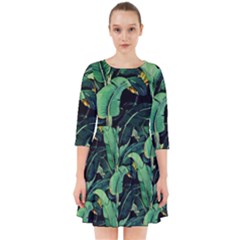 Night Banana Leaves Smock Dress by goljakoff