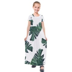 Banana Leaves Kids  Short Sleeve Maxi Dress by goljakoff