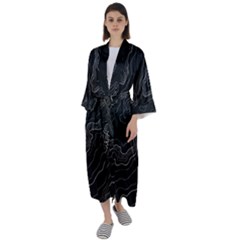 Topography Map Maxi Satin Kimono by goljakoff