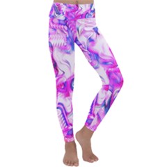 Hot Pink Fuchsia Flower Fantasy  Kids  Lightweight Velour Classic Yoga Leggings by CrypticFragmentsDesign