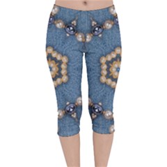 Denimpearls Velvet Capri Leggings  by LW323