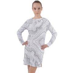 Topography Map Long Sleeve Hoodie Dress by goljakoff