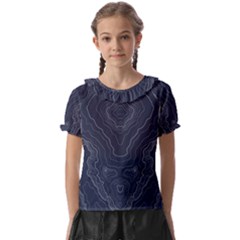 Blue Topography Kids  Frill Chiffon Blouse by goljakoff