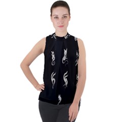 Katzen Cats Katzen Cats Mock Neck Chiffon Sleeveless Top by WetdryvacsLair