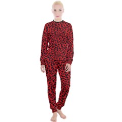 Red And Black Leopard Spots, Animal Fur Women s Lounge Set by Casemiro