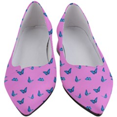 Blue Butterflies At Pastel Pink Color Background Women s Block Heels  by Casemiro