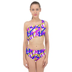 Colored Stripes Spliced Up Two Piece Swimsuit by UniqueThings