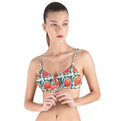 Rose Ornament Tie Up Cut Bikini Top by SychEva