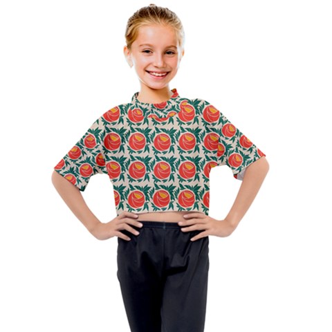 Rose Ornament Kids Mock Neck Tee by SychEva