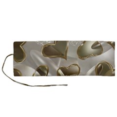   Golden Hearts Roll Up Canvas Pencil Holder (m) by Galinka