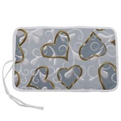   Gold Hearts On A Blue Background Pen Storage Case (s) by Galinka