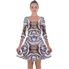 Gold Design Quarter Sleeve Skater Dress by LW323
