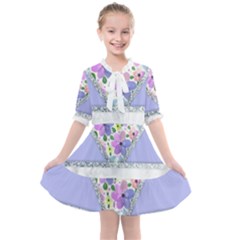 Minimal Purble Floral Marble A Kids  All Frills Chiffon Dress by gloriasanchez