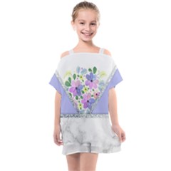 Minimal Purble Floral Marble A Kids  One Piece Chiffon Dress by gloriasanchez