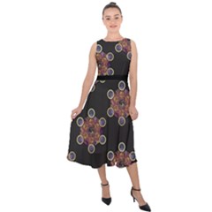 Metatron Cube Midi Tie-back Chiffon Dress by gloriasanchez