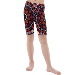 Kaleid Geometric Metal Color Kids  Mid Length Swim Shorts by byali