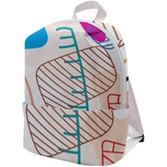 Pastel Abstract Pattern With Beige, Coffee Color Strap Zip Up Backpack by Casemiro