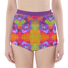 Glitch Futuristic Punk  High-waisted Bikini Bottoms by gloriasanchez