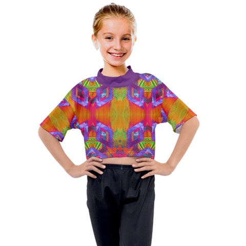 Glitch Futuristic Punk  Kids Mock Neck Tee by gloriasanchez