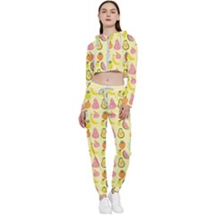 Tropical Fruits Pattern  Cropped Zip Up Lounge Set by gloriasanchez