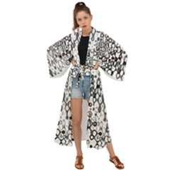 White And Black Modern Abstract Design Maxi Kimono by dflcprintsclothing