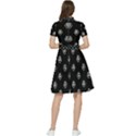 Funny Ghost Sketchy Drawing Pattern Short Sleeve Waist Detail Dress View2