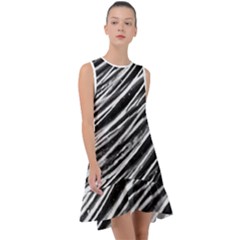 Galaxy Motion Black And White Print Frill Swing Dress by dflcprintsclothing