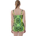 Green Grid Cute Flower Mandala Tie Front Two Piece Tankini View2