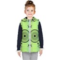 Green Grid Cute Flower Mandala Kids  Hooded Puffer Vest View1