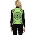 Green Grid Cute Flower Mandala Women s Short Button Up Puffer Vest View2