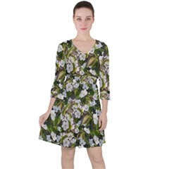 Blooming Garden Quarter Sleeve Ruffle Waist Dress by SychEva