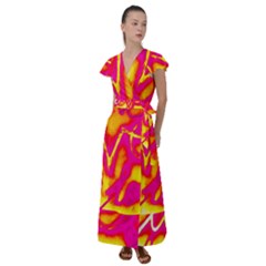 Pop Art Love Graffiti Flutter Sleeve Maxi Dress by essentialimage365