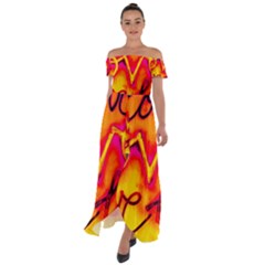  Graffiti Love Off Shoulder Open Front Chiffon Dress by essentialimage365