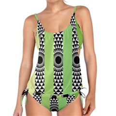  Green Check Pattern, Vertical Mandala Tankini Set by Magicworlddreamarts1