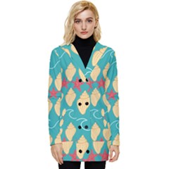 Starfish And Seashells  Sea Button Up Hooded Coat  by SychEva