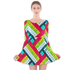 Pop Art Mosaic Long Sleeve Velvet Skater Dress by essentialimage365