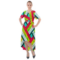 Pop Art Mosaic Front Wrap High Low Dress by essentialimage365